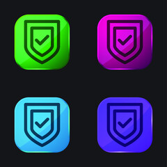 Anti Virus four color glass button icon