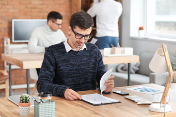 Male accountant working in office