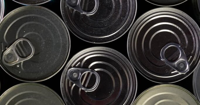 Cans of food spinning