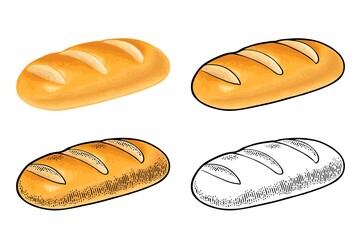 Loaf of bread. Vector color realistic illustration