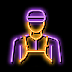 cleaner profession neon light sign vector. Glowing bright icon cleaner profession sign. transparent symbol illustration