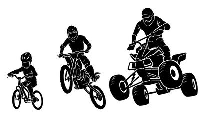 Adventure Ride Evolution, Bicycle, Motocross and ATV mid air