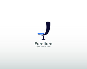 furniture logo inspiration. abstract blue color chair icon design .white background. for corporate brands and graphic design. modern templates. vector illustration