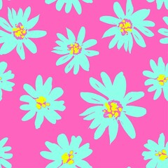 Fototapeta na wymiar Flowers background print for textile. The drawn small flowers beautiful illustration for the fabric. Design ornament pattern seamless. Vector