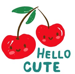 Hand drawn cute cherry vector illustration, sweet berry