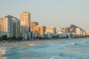 Fototapeta premium sunset at Leblon beach in Rio de Janeiro, Brazil