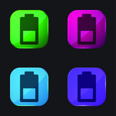 Battery four color glass button icon