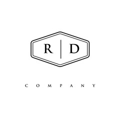 initial RD logo design vector