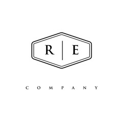 initial RE logo design vector
