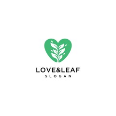 Love and leaf logo design templete 