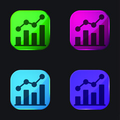 Analytics four color glass button icon