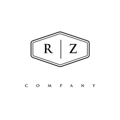 initial RZ logo design vector