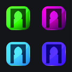 Accountant four color glass button icon