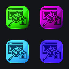 Analysis four color glass button icon