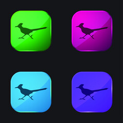 Bird Roadrunner Shape four color glass button icon
