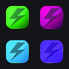 Bolt four color glass button icon