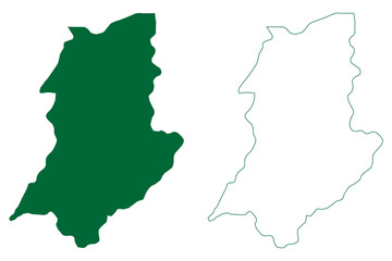 Obraz premium Noklak district (Nagaland State, Republic of India) map vector illustration, scribble sketch Noklak map