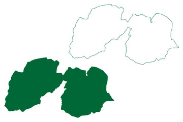 Phek district (Nagaland State, Republic of India) map vector illustration, scribble sketch Phek map