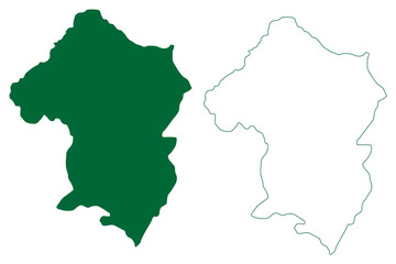 Tuensang district (Nagaland State, Republic of India) map vector illustration, scribble sketch Tuensang map