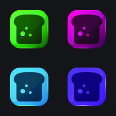 Bread four color glass button icon