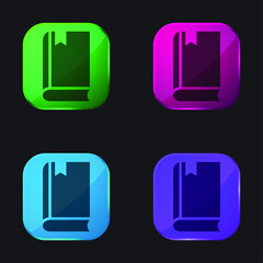 Accountant four color glass button icon