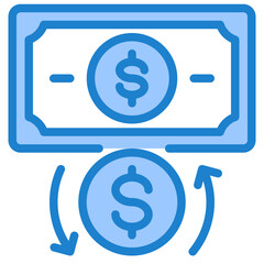 Money transfer blue style icon
