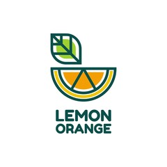 orange lemon citrus fruit logo design vector illustration