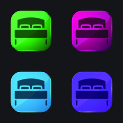 Bed four color glass button icon
