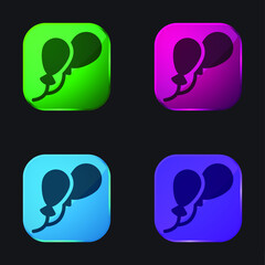 Balloons four color glass button icon