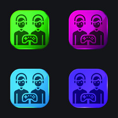 Fototapeta premium Battle four color glass button icon