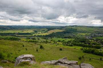 Fototapeta na wymiar View of the Peak District valleys from a mountain 