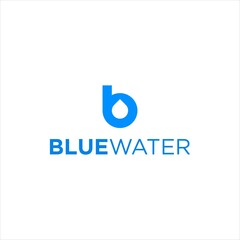 blue water drop logo with letter b design vector