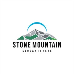 peak rocky stone mountain logo for hiking adventure vector