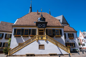 View towards the famous town hall of Deidesheim / Germany in the North Palatinate 