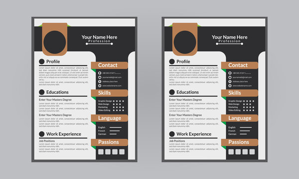 Clean Modern Design Template Of Resume Or CV, Vector Illustration, Professional Resume, CV Template Design,