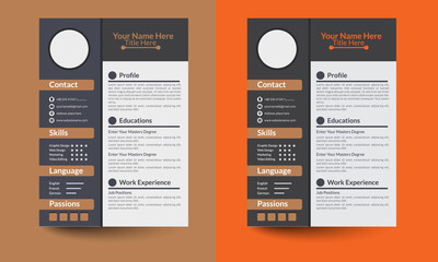 Clean modern design template of resume or CV, vector illustration, Professional Resume, CV Template Design,