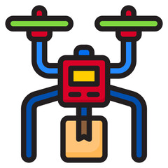 Fototapeta premium Drone delivery color line style icon