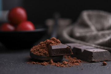 stick spoon with powdered chocolate