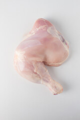 Fototapeta premium Raw chicken breast, flat lay, white background
