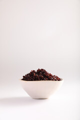 Boiled riceberry rice in close up