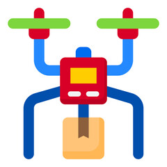Fototapeta premium Drone delivery flat style icon
