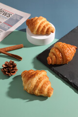 Croissant isolated in sunny light