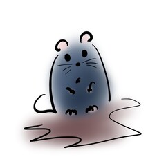 Little mouse in brown puddle