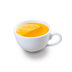 Cup of lemon tea with ginger. Isolated on White Background