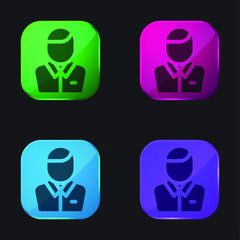 Assistance four color glass button icon