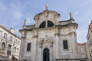 Church of St Blaise - one of most beautiful sacral buildings in Dubrovnik, constructed in 1715 in flamboyant Venetian Baroque style. Dubrovnik, Croatia.