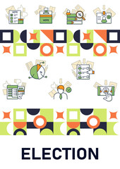 Election brochure. Voting template. Flyer, magazine, poster, book cover, booklet. Vote concept. Democracy. Parliamentary elections infographic concept. Layout illustration page with icons