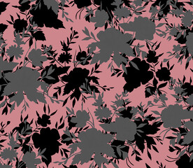 A pattern of flower bouquets - silhouettes. Hand drawn. Idea for prints, textiles, paper, covers and more. 