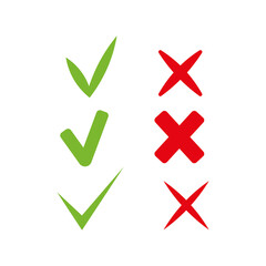 Yes and no sign icon, check mark and cross. Vector illustration eps 10