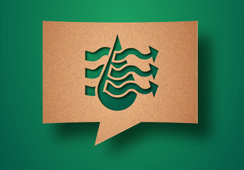 Water purification green papercut chat concept